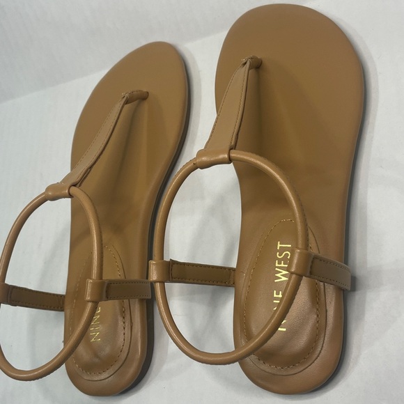 Nine West  Bassie Natural Neutral Nude Sandals Minimalist Design Size 5 - Picture 15 of 15